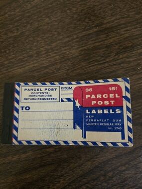 Vintage Parcel Post Labels Booklet - Red, Blue, White